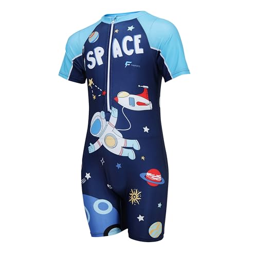 Image of FABSPORTS Kids Swimsuit Set Printed One-Piece Swimwear for Boys & Girls, Half Sleeve Bathing Suit, Comfortable Swimming Costume for Children, 2-12 Years