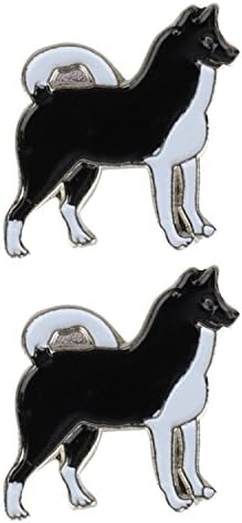 Armycrew Metallic Black Husky Dog Badge Lapel Pins 2 Pack Set image 3