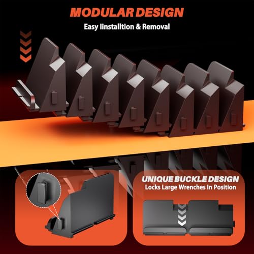 Image of Matscover 32PCS Modular Wrench Organizer Wrench Holder, for Tool Box, Black | Wrench Tool Organizers, for Tool Drawer Storage, Wrench Storage Set, with Metric & SAE Label, for Professional Mechanics Men