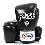 Fairtex BGV1BR Muay Thai Boxing Breathable Gloves for Men, Women, Kids | MMA Gloves, Kickboxing, Gym, Workout | Premium Quality, Light Weight & Shock Absorbent 16 oz Boxing Gloves-Black