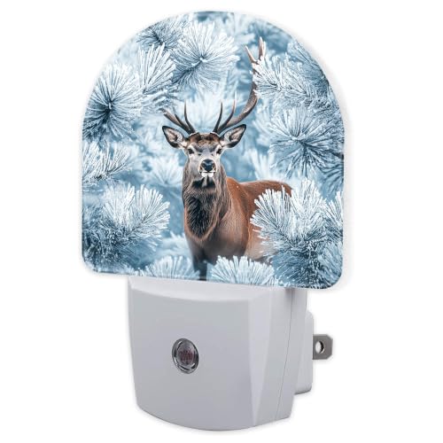 Image of Night Light, Dusk to Dawn Night Light Plug in, Christmas Winter Deer | Christmas Night Light for Kids,0.5w Energy Saving,Sleep Friendly,Nightlight for Hallway Stairway Kitchen Bedroom