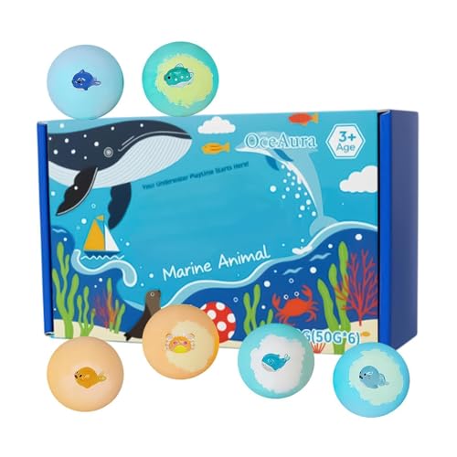 Bolas de baño para niños con limpiador de la piel y juguete sorpresa de mar 6 uds
