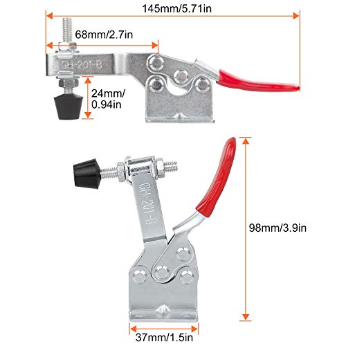 8Pack Hand Tool Toggle Clamp, 201B Antislip Red Horizontal Clamp, 220Lbs Holding Capacity Quick Release Toggle Clamp For Table Saw Jointing Jig, Door And Box #TOP1