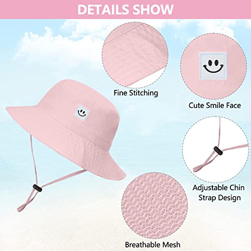 Ajg Kids Bucket Hats Smile Face Toddler Sun Protection Cotton Sun Hat Baby Summer Outdoor Beach Fishing Cap For Girls Boys (1-Pink) #TOP2