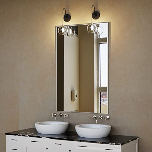 Anyhi 36X24 Inch Rectangular Wall Mirror, Aluminum Frame Rectangular Mirror For Bathroom, Vanity, Bedroom, Living Room, Entryway, Wall Mounted Horizontal Or Vertical, Silver #TOP2