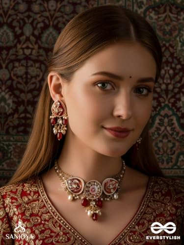 Image of SANJOYA BY EVERSTYLISH Nilachandrika Moonlight Of The Blue Sky Handmade Kundan Set With Necklace And Earrings Lightweight Jewelry For Women | Party, Festive, Wedding & Gifting