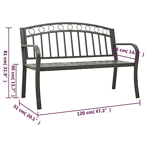 Banco de jardín con mesa de acero gris con recubrimiento protector premium 3