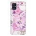 Price comparison product image Miagon Marble Case for Samsung Galaxy A51,Bling Electroplated Phone Cover Glossy Flexible Soft Rubber Silicone Bumper Protective Shell For Girls,Purple Flower
