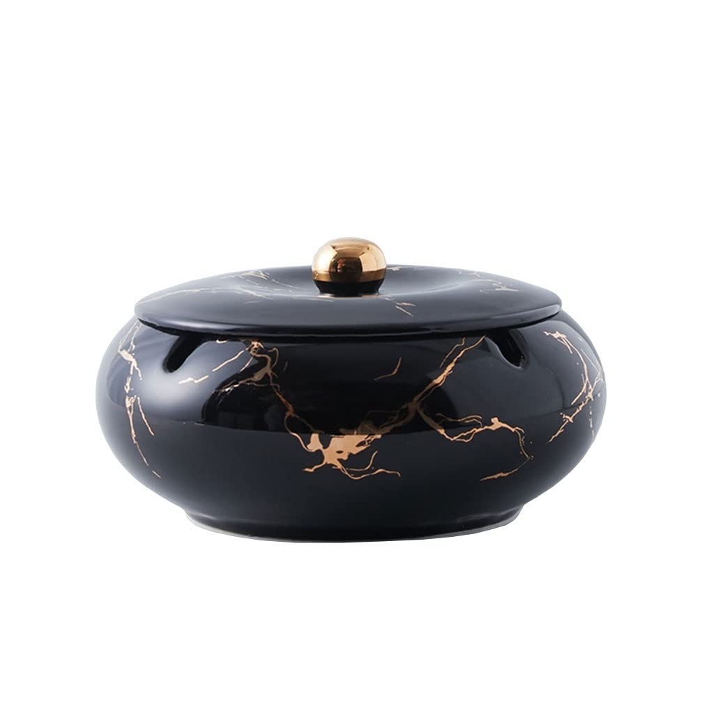 ashtray， for Cigarettes Ceramic ashtray anti ash with cover ashtrays with suppression center column home(C)