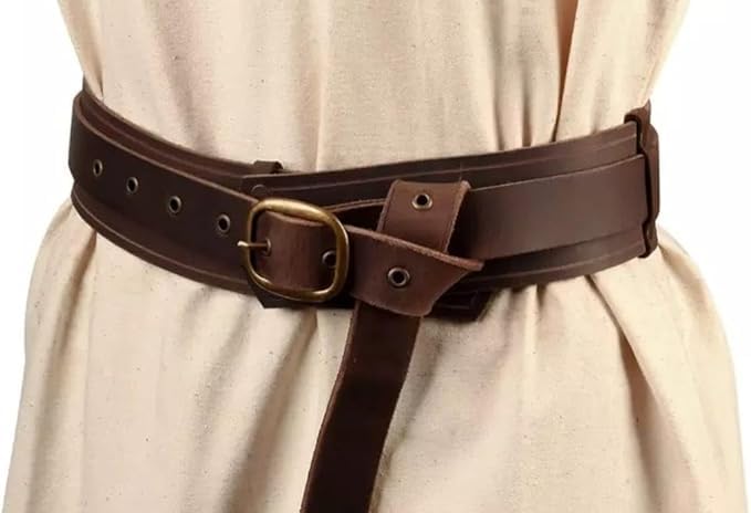 Medieval genuine Leather Roman belt Adventurer's Belt for LARP Costume Cosplay Halloween