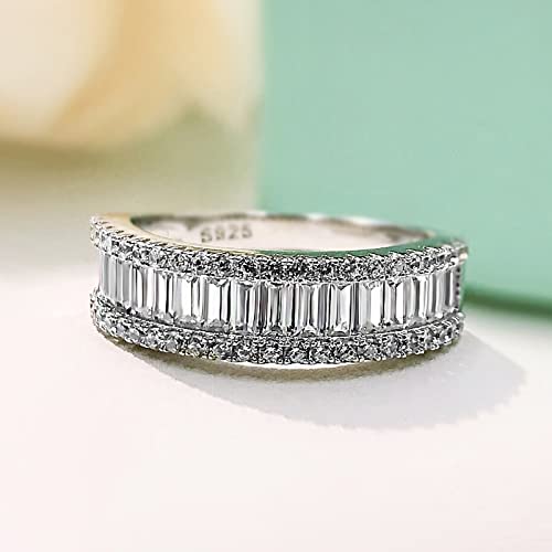 925 Sterling Silver Plated Cubic Zirconia Wedding Band Ring CZ Stackable Ring for Women4