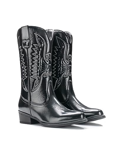 Image of IUV Cowboy Boots For Women Mid Calf Cowgirl Boots Pointy Toe Western Boot