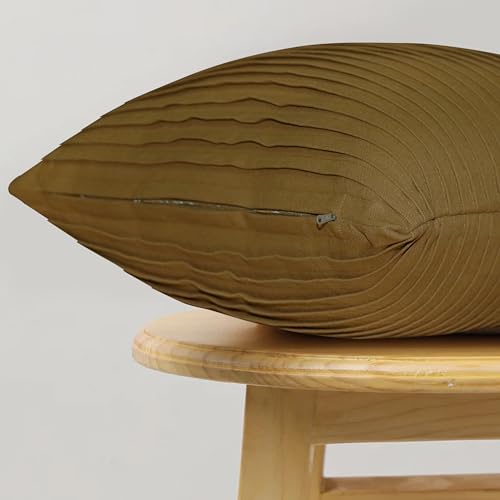 Image of HOME COLORS.IN Cotton Plain Double Side Pleated Cushion Cover - Set of 2-18 x 18 Inch - McKenzie