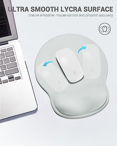 Laborio マウスパッド リストレスト 一体型マウスパッド 手首サポート 人間工学に基づいた 滑り止め 水洗い 耐久性良い (ライトグレー)
