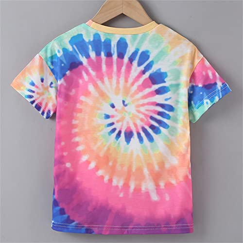 Tie-dye T Shirt for Kids Girls Boys Summer Short Sleeve Tee Kids Casual Crewneck Tops 1~6T (Purple, 3-4 Years)3