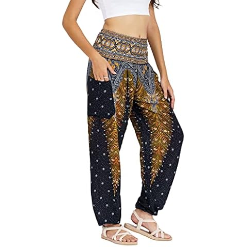 Lofbaz Harem Pants for Women Yoga Boho Hippie Clothing Womens Palazzo Bohemian Pajama Trousers Beach Indian Gypsy Genie Clothes Cover