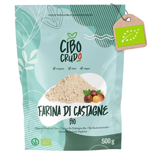 Farina di Castagne Biologica - 500g. Farina di Castagne Naturalmente Senza Glutine Naturale e Cruda da Castagna Bio. Vegana e Naturalmente Senza Glutine.