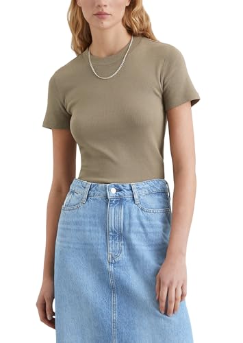 Marc O'Polo Denim Damen T-Shirt mit Rundhalsausschnitt Slim Fit, Grün (Dusky Green), XL – Ansicht 1