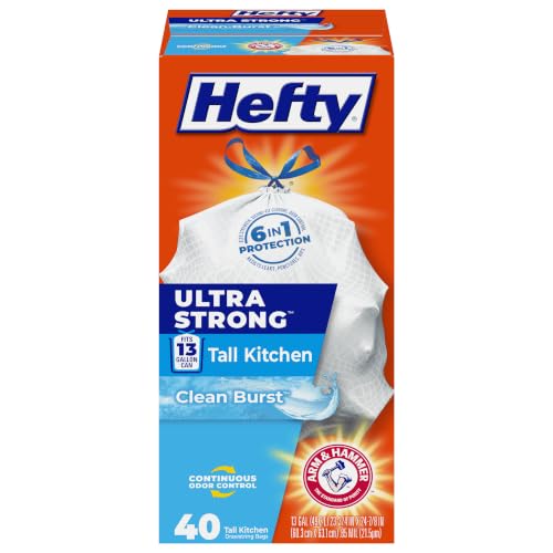 Hefty Ultra Strong 13 Gal Kitchen Trash Bags, White, Clean Burst, 40ct - image 1