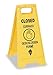 Floor Sign, Closed, Multilingual, Yellow