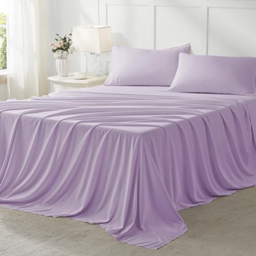 Anluoer California King Size Bed in a Bag 7 Pieces,Lavender Cal King Comforter Set with Sheets,All Season Bedding Sets with Comforter,Pillow Shams,Pillowcases,Flat Sheet,Fitted Sheet