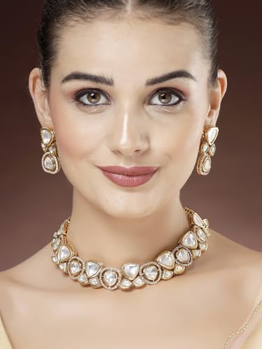 Image of Karatcart Polki Kundan Jewellery Set for Women