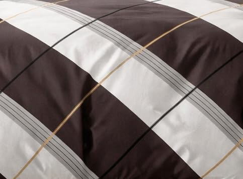 Image of DECOR2ADMIRE 300 TC Super King Size Glace Cotton Printed Bedsheet with 2 Pillow Covers - 108 inch x 108 inch (275cm x 275cm) - Available in Multiple Elegant Designs (Grey Check Print)