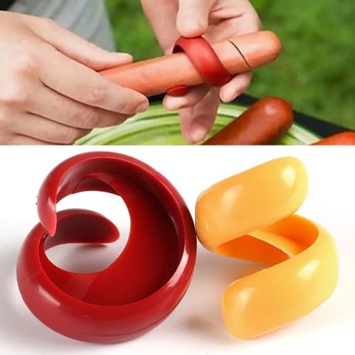 2 Pcs Spiral Hot Dog Slicers, Manual Fancy Sausage Cutter Spiral Barbecue Hot Dogs Cutter Slicer Kitchen Cutting Auxiliary Gadget Fruit Vegetable Tools Design Kitchen Utensils and Gadgets