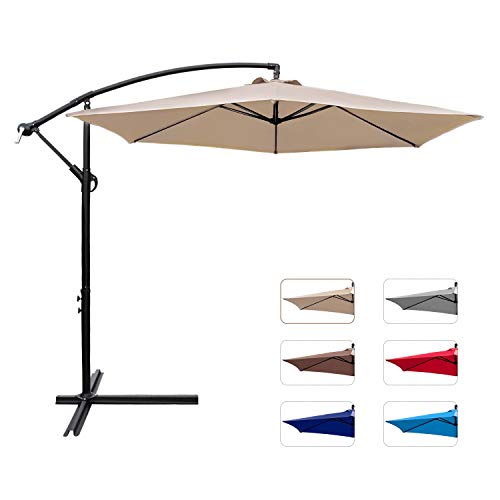 Pure Garden 50 Lg1039 Patio Umbrella 10 Ft Brilliant Blue Cantilever Hanging Outdoor Shade