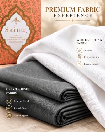 Image of SaintX Men's Unstiched Premium Giftpack | 120 GSM Cotton Rich Shirt Fabric | 280 GSM 4-Way Stretchable Trouser Fabric | Made-to-Measure Essential (SAINTFB08)