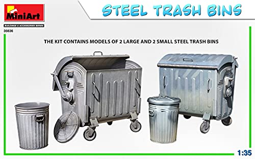 Miniart 1:35 - Steel Trash Bins, Grey, Small - Image 3