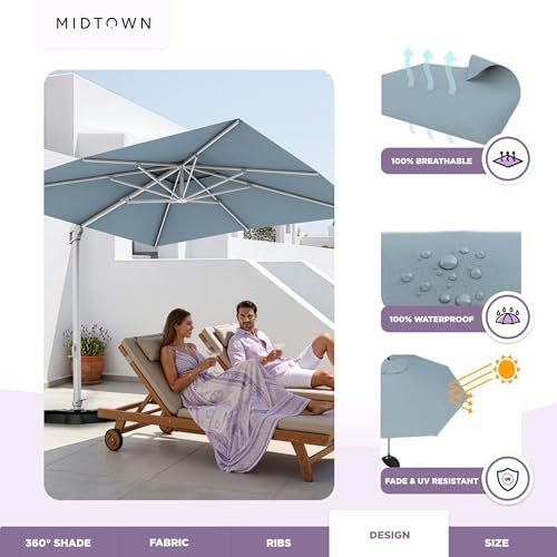Image of Midtown Umbrellas Grande Square - 9 x 9 Ft Cantilever Umbrella