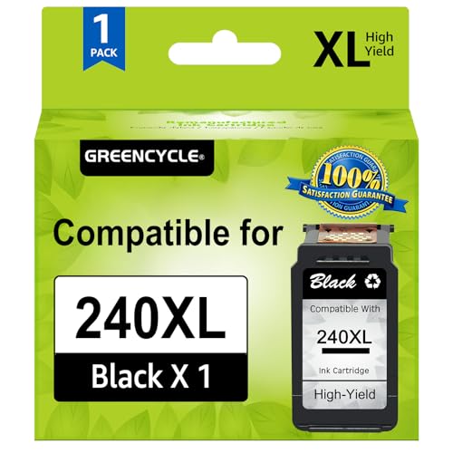 greencycle Re-Manufactured PG-240XL 240 XL Ink Cartridge Compatible for Canon PIXMA MG3620 MG4220 MG3220 MG2220 MX392 MX432 MX452 MX472 MX512 MG3522 MX522 MX532 (Black, 1 Pack)