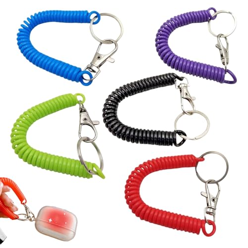 BAOSROY Llavero Espiral,Llavero Elastico,Llavero Extensible Espiral,Llavero Retractil Espiral,Llavero Espiral Elastico,Llavero Elástico Muelle,Llaveros Elásticos Espiral,5 PCS