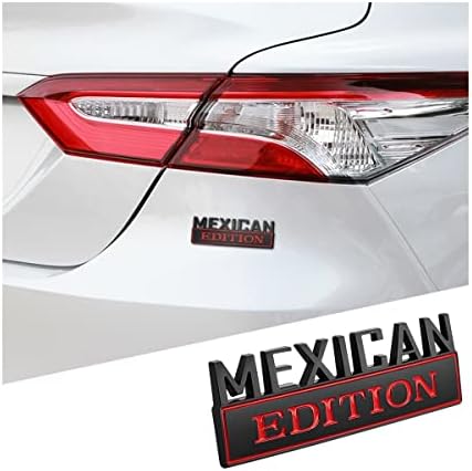 zipelo Mexican Edition Emblem for Car, 3D Car Letters Metal Material Sticker, Auto Side Fender Rear Bumper Badge Decoration Decals, Vehicle Exterior Accessories for SUV Truck (Black/Red)