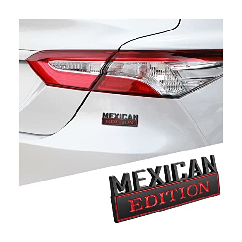 zipelo Mexican Edition Emblem for Car 3D Car Letters Metal Material Sticker Auto Side Fender Rear Bumper Badge Decoration Decals Vehicle Exterior Accessories for SUV Truck (Black/Red)
