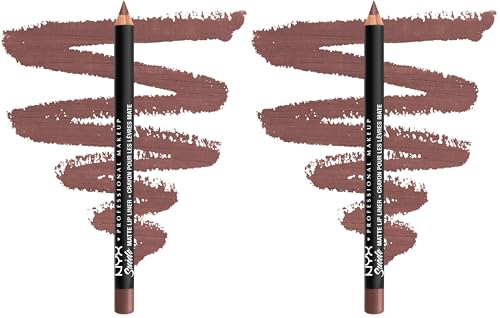 Image of NYX PROFESSIONAL MAKEUP Suede Matte Lip Liner, Velvety-Smooth, Long-Lasting Formula For A Defined Lip Makeup Look - Los Angeles (Brown) (Pack of 2)