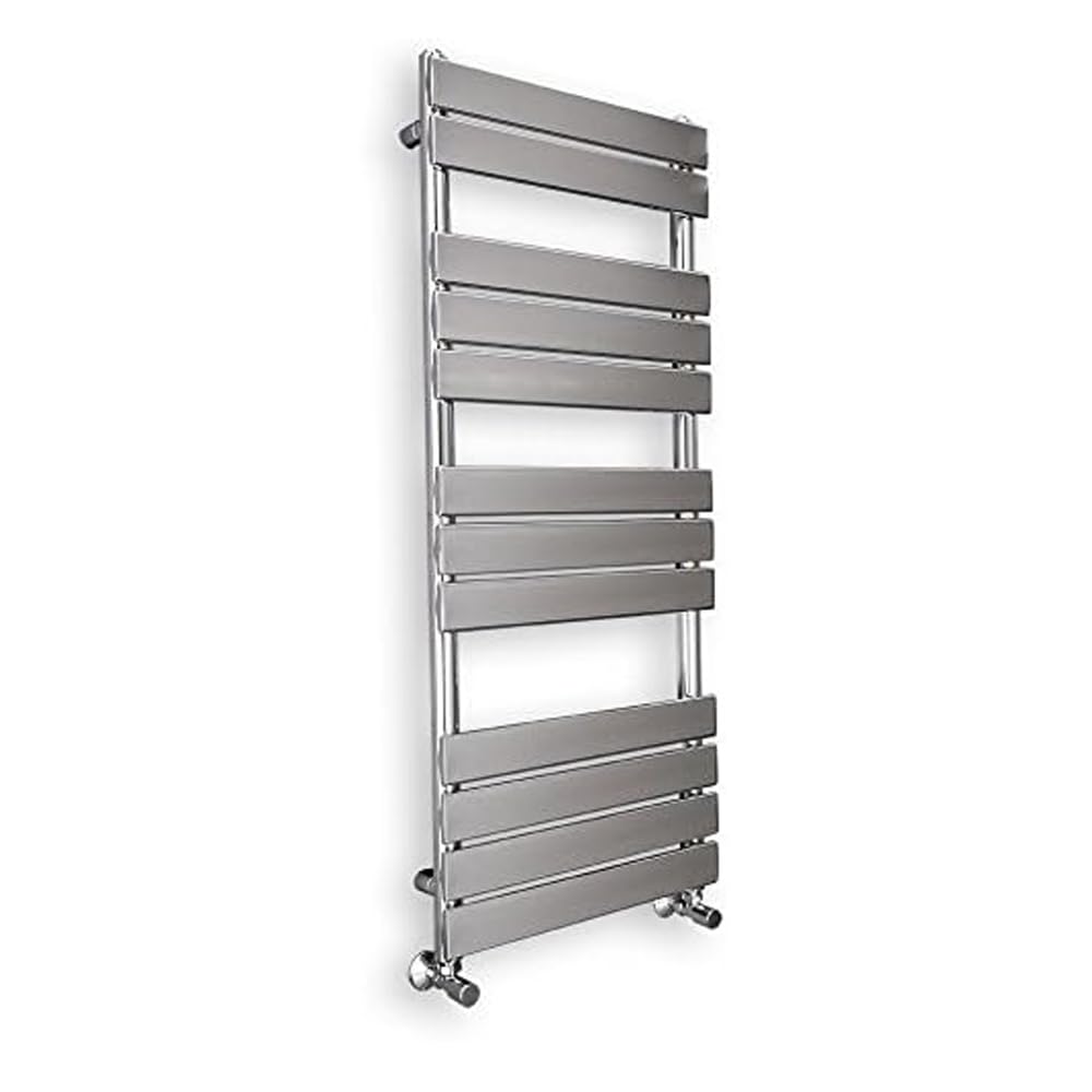 NRG Bathroom Flat Panel Heated Towel Rail Radiator Modern Central Heating Warmer Wall Mounted Ladder Rad 1200×500mm Chrome