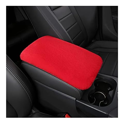 AUKEPO Fluffy Car Armrest Cover, Universal Car Center Console Pad, Car Armrest Seat Box Cover Decor Accessories for Women Men, Armrest Seat Box Cover Protector for Most Vehicle, SUV, Truck, Car (Red) Cover
