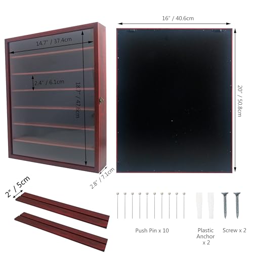 Image of FramePro Shadow Box Frame Display Case 16x20 with Removable Shelves, Deep Memory Box Trinket Knick Knack Shelf Cabinet for Collector, Keepsake Coins Military Medals Wedding Flowers Cherry