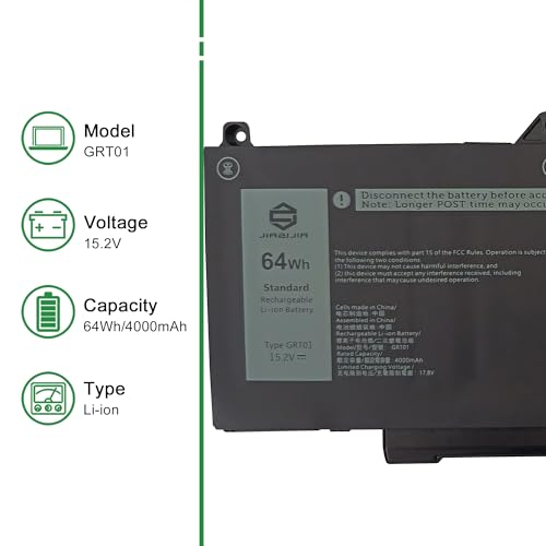 Image of GRT01 Laptop Battery Replacement for Dell Latitude 5421 5431 5521 5531 Precision 3470 3561 3571 3581 3591 Series Notebook 00P3TJ 0P3TJ 0R05P0 R05P0 Black 15.2V 64Wh 4000mAh