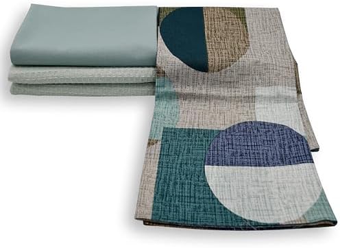 Virginia Tex Zestaw tkanin bawełnianych, 3 sztuki, 60 x 150 cm, Tex Standard 100, w różnych kolorach, materiał waflowy i 2 x materiał bawełniany na metry, 100% bawełna (brązowy tęczowy)
