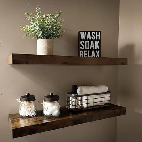 TIEYIPIN Farmhouse Small Metal Wire Storage Basket Bin, Rustic Home Storage Organizer with Wooden Bottom for Kitchen, Cabinets, Bathroom Counter, Pantry, Garage, Laundry Room - Black (2 Pack)