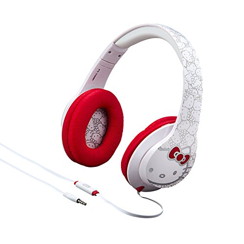 eKids Hello Kitty Over The Ear Headphones with Built in in-line Microphone for Call answering