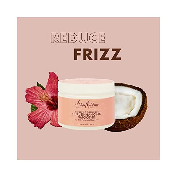 SheaMoisture Smoothie Curl Enhancing Cream for Thick, Curly Hair Coconut and Hibiscus Sulfate and Paraben Free 12 oz