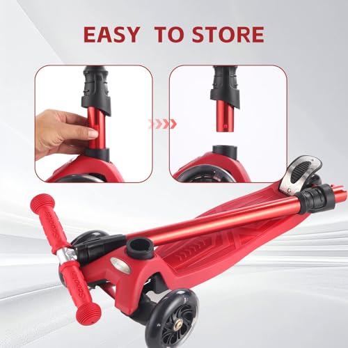 3 Wheel Scooter for Kids Ages 6-12,Kid Scooter with Light Up Wheels, Sturdy Deck Design, and 4 Height Adjustable Suitable for Kids Ages 3-12