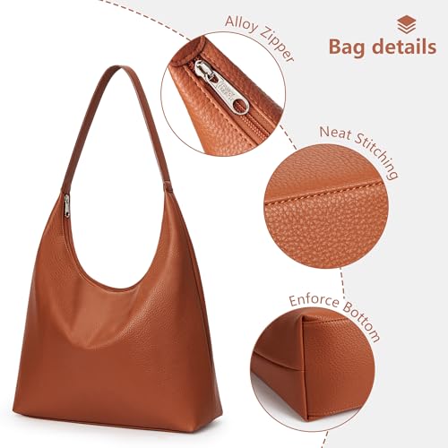 Image of KALIDI Casual Tote Bag Vegan Leather Hobo Zipper Work Bag Weekender Shoulder for Women Shoulder Travel Purse