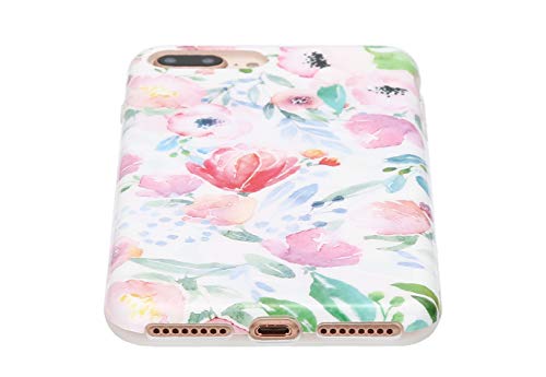 Sunshinecases Flower Iphone Case (Compatible: Apple Iphone 8 Plus / Iphone 7 Plus Case) Slim, Cute And Protective Phone Case Cover For Women & Girls, Easy To Grip (Watercolor Botanical Floral) #TOP4