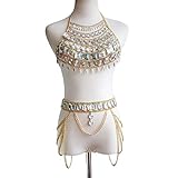 ZYDP Taille Büstenhalter-Gurt-Kettensätze Weinlese baumeln Tanzen Tassel-Körper-Kette Bikini Beach Körperschmuck for Frauen (Color : Golden)
