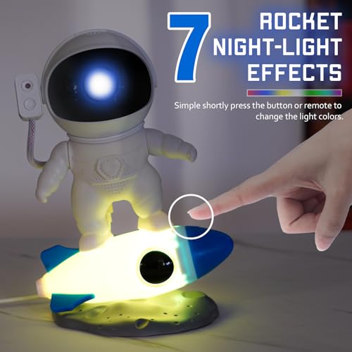 Astronaut Galaxy Projector for Bedroom, Star Projector with Moon Lamp, Led Space Nebula Night Light for for Kids Teen Girls Boys Adults, Living Gaming Room Ceiling Decor, Party, Gifts